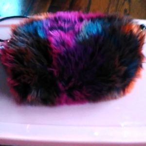 Faux fur multi colored purse 👜 Wear 2 ways hand muffler or Cross body